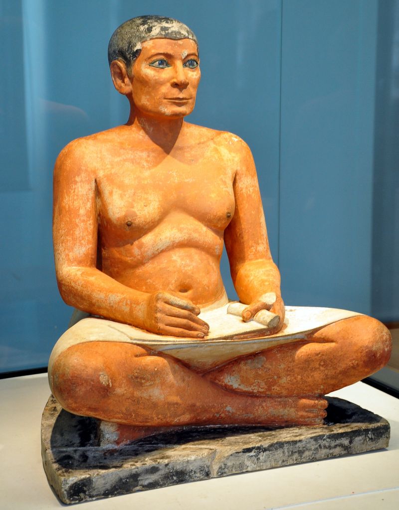 Egyptian statue of the Scribe (the 4th Dynasty, 2620–2500 BCE), Louvre Museum, Paris