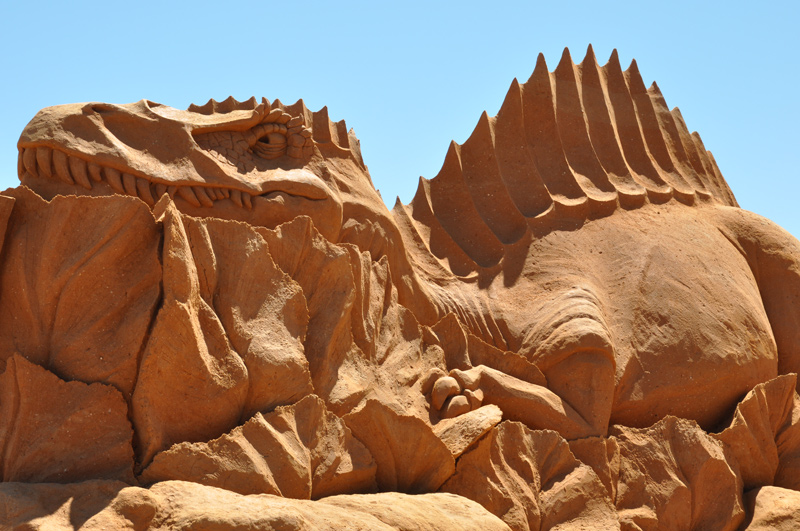 Dinosaur sand sculptures at Frankston, Victoria